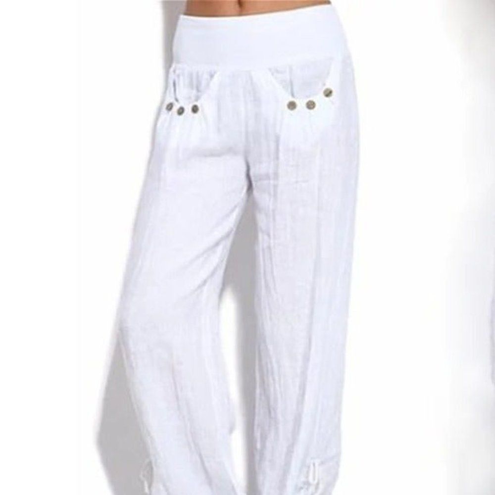 Slightly Stretchy Casual Wide Leg Pants Large